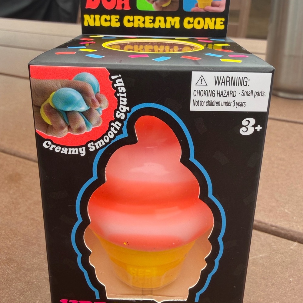Nice Cream Cone Squishy Toy - Pink and Yellow